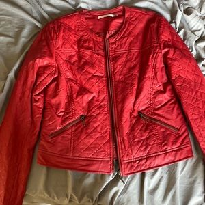 Red faux leather jacket